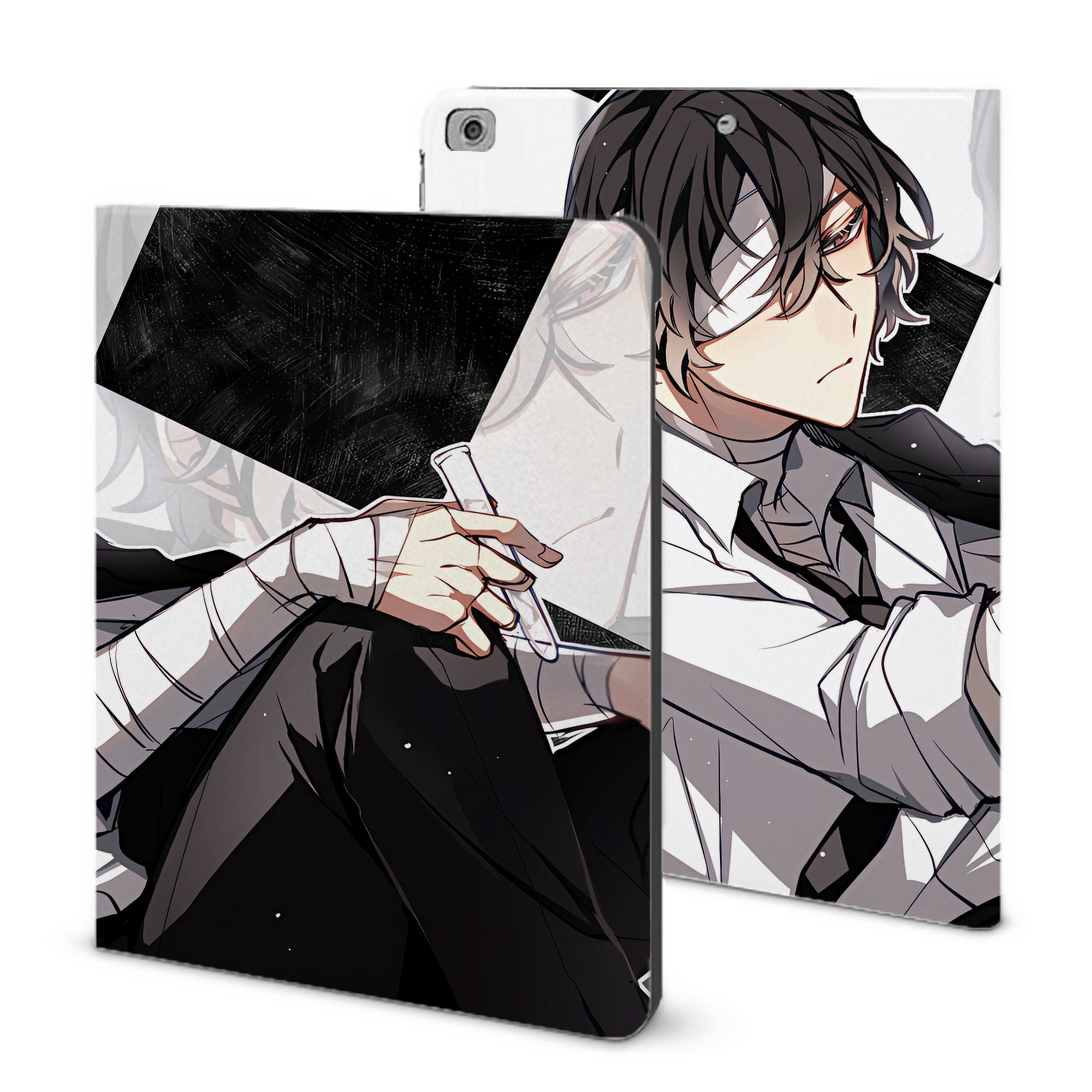 （画像用） 文豪ストレイドッグス Bungo Stray Dogs IPad ケース ブック型 PUレザー TPU 耐衝撃 軽量 薄型 ペン収納なし 全面保護 IPad 各モデル対応